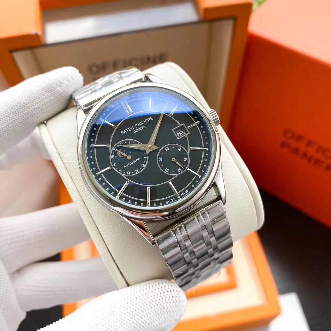 【Foreign trade import】💰1300! Patek Philippe‼ ️Exquisite men's watch, flywheel equipped with moon phase design, noble and gentlemanly style, excellent quality, hot selling all over the city. Using fully automatic mechanical movement, top-grade 316 stainless steel case, imported calfskin strap, mineral super mirror, size 43*13🔥Top quality products are constantly produced🔥